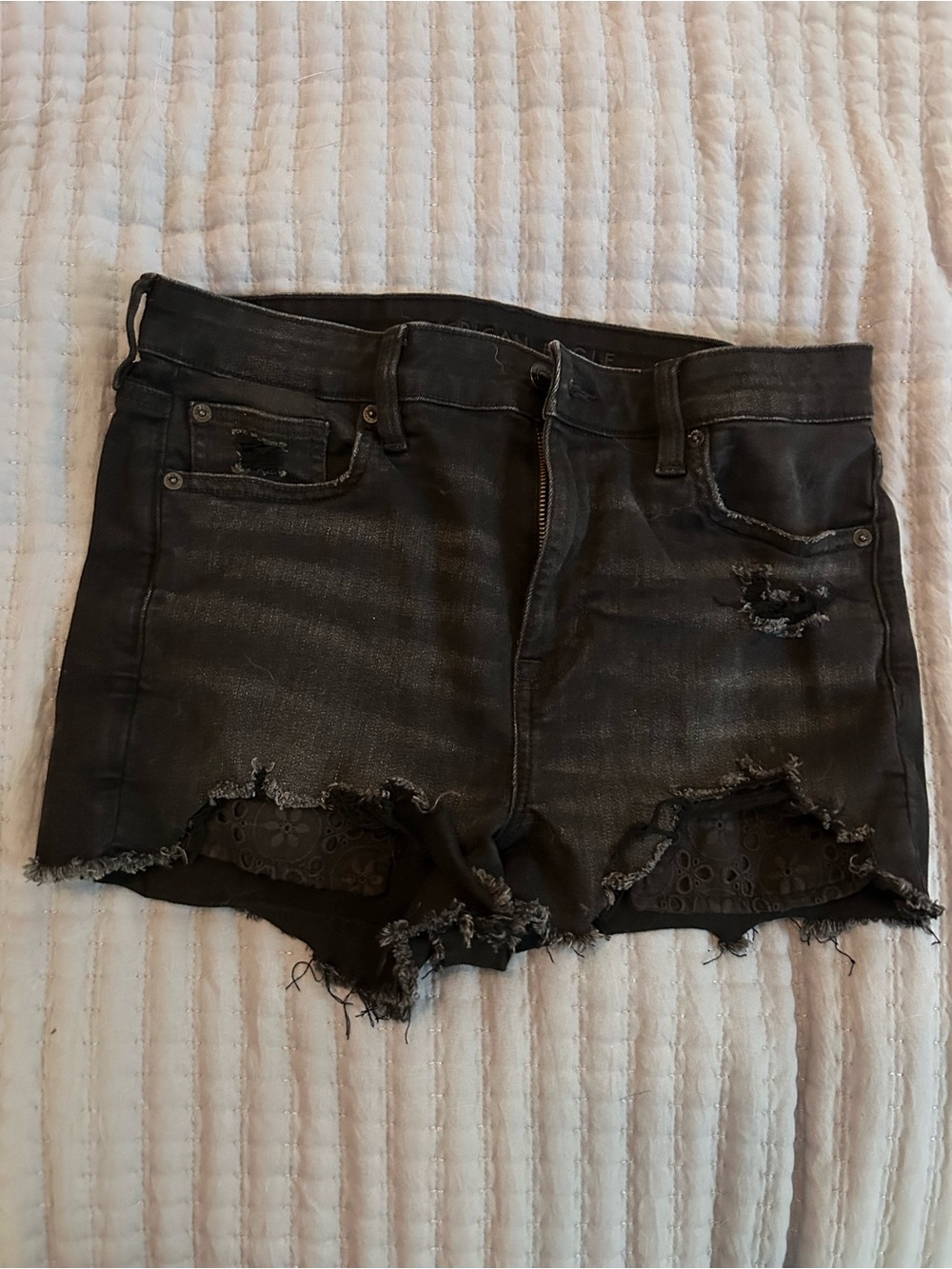 American Eagle Black Distressed Women's Denim Shorts Size 10